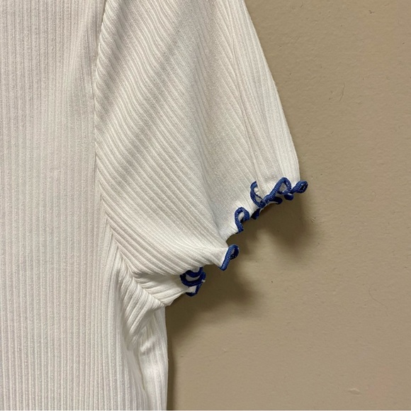 Reckless Hearts 💞 Sz L Ivory T Shirt Ribbed NWT - Picture 3 of 5